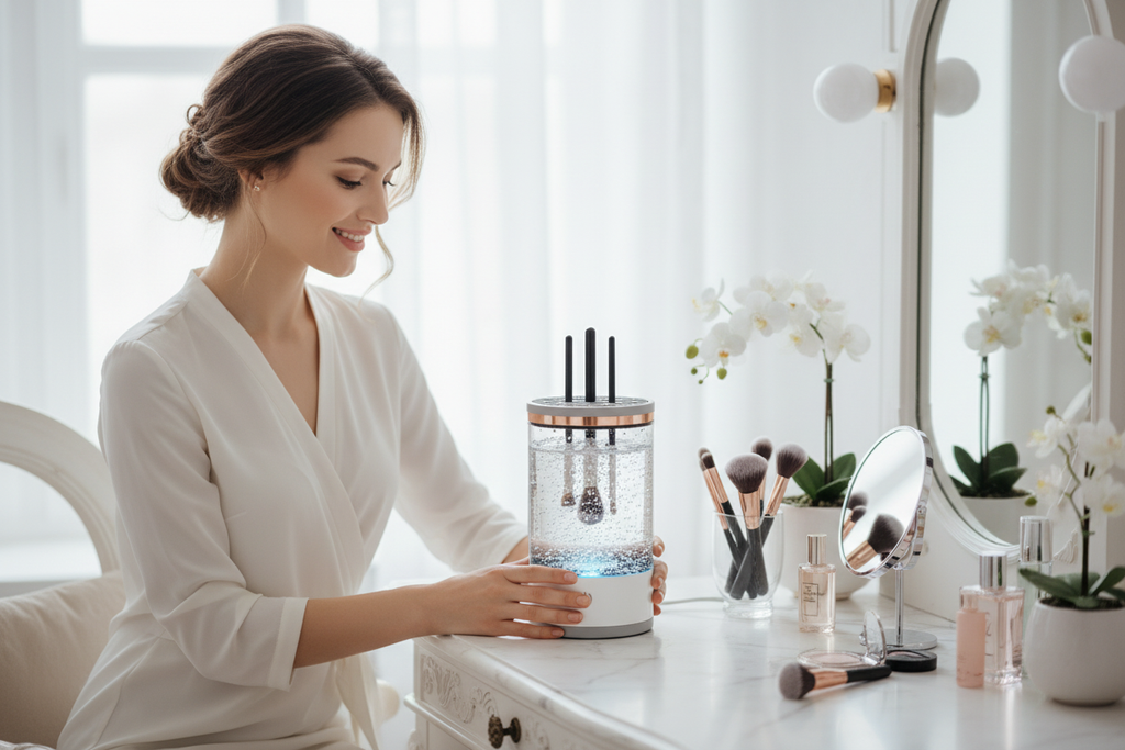 Rutina de belleza con limpiador